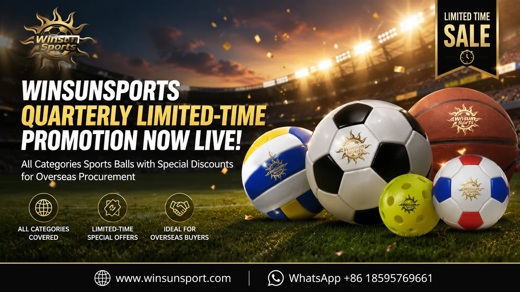 WINSUNSPORTS球类独立站启动季度限时促销，全品类运动球类让利海外采购