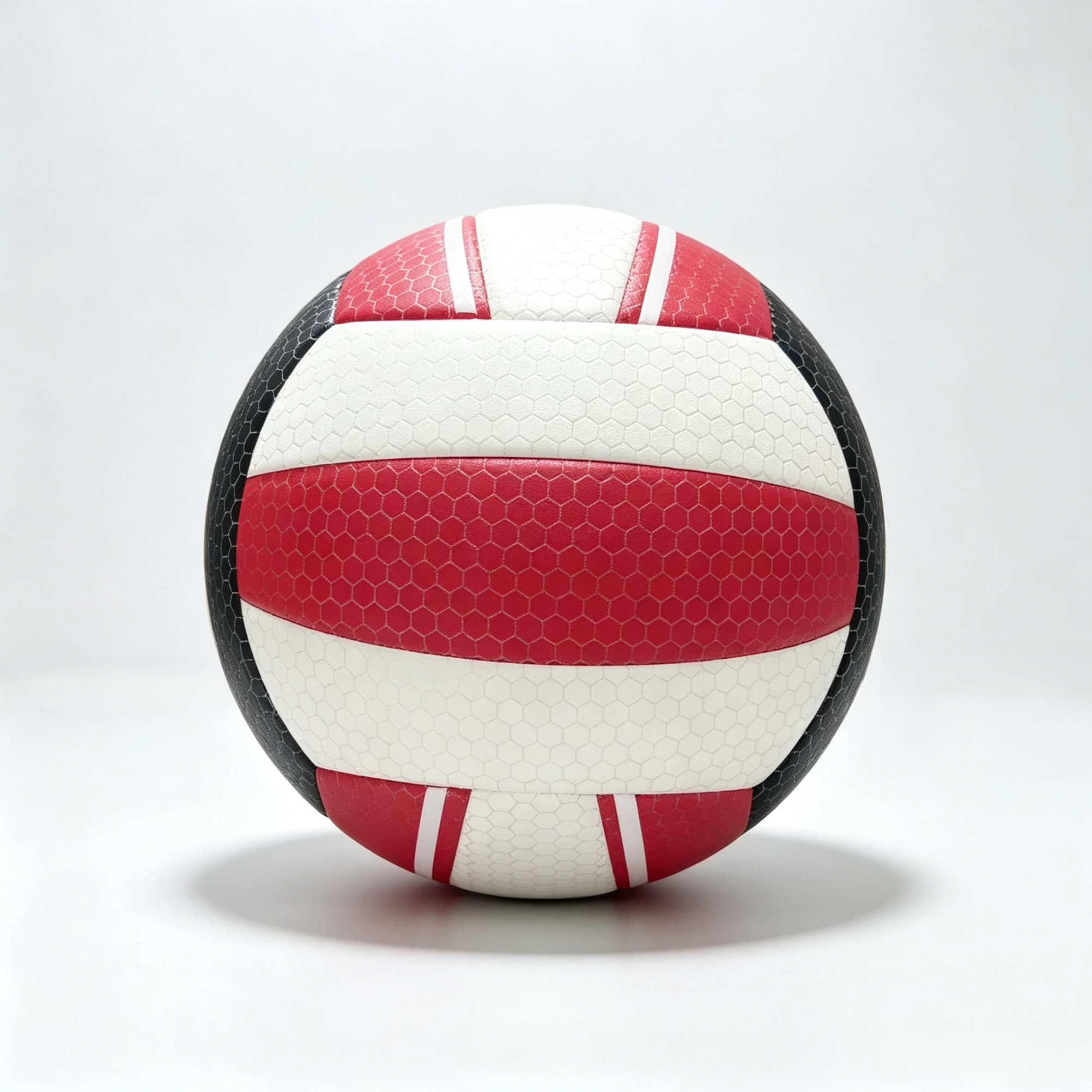 Red, white, and black honeycomb pattern No. 5 beach volleyball, customizable logo