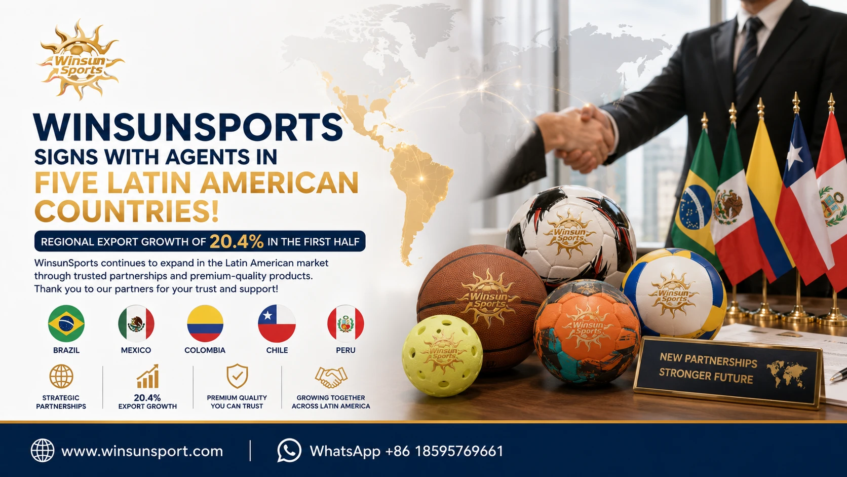 WINSUNSPORTS与拉美五国代理商签约，上半年区域出口额增长20.4%