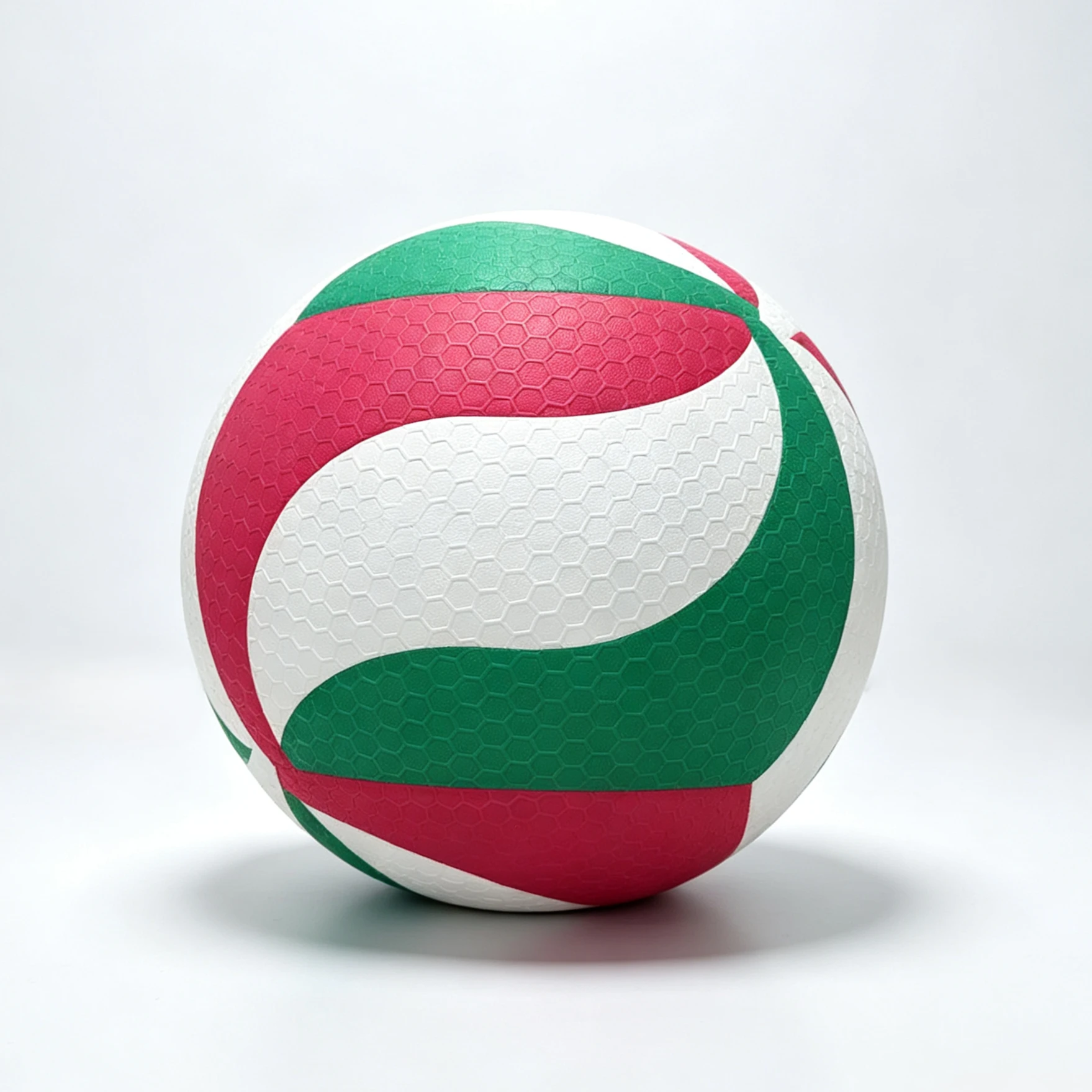 Red, green, and white honeycomb pattern No. 5 hot-stamped volleyball, customizable logo