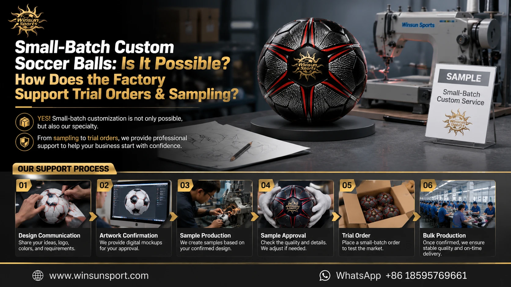 Is small-batch custom soccer ball production feasible? How do factories support trial orders and sampling?