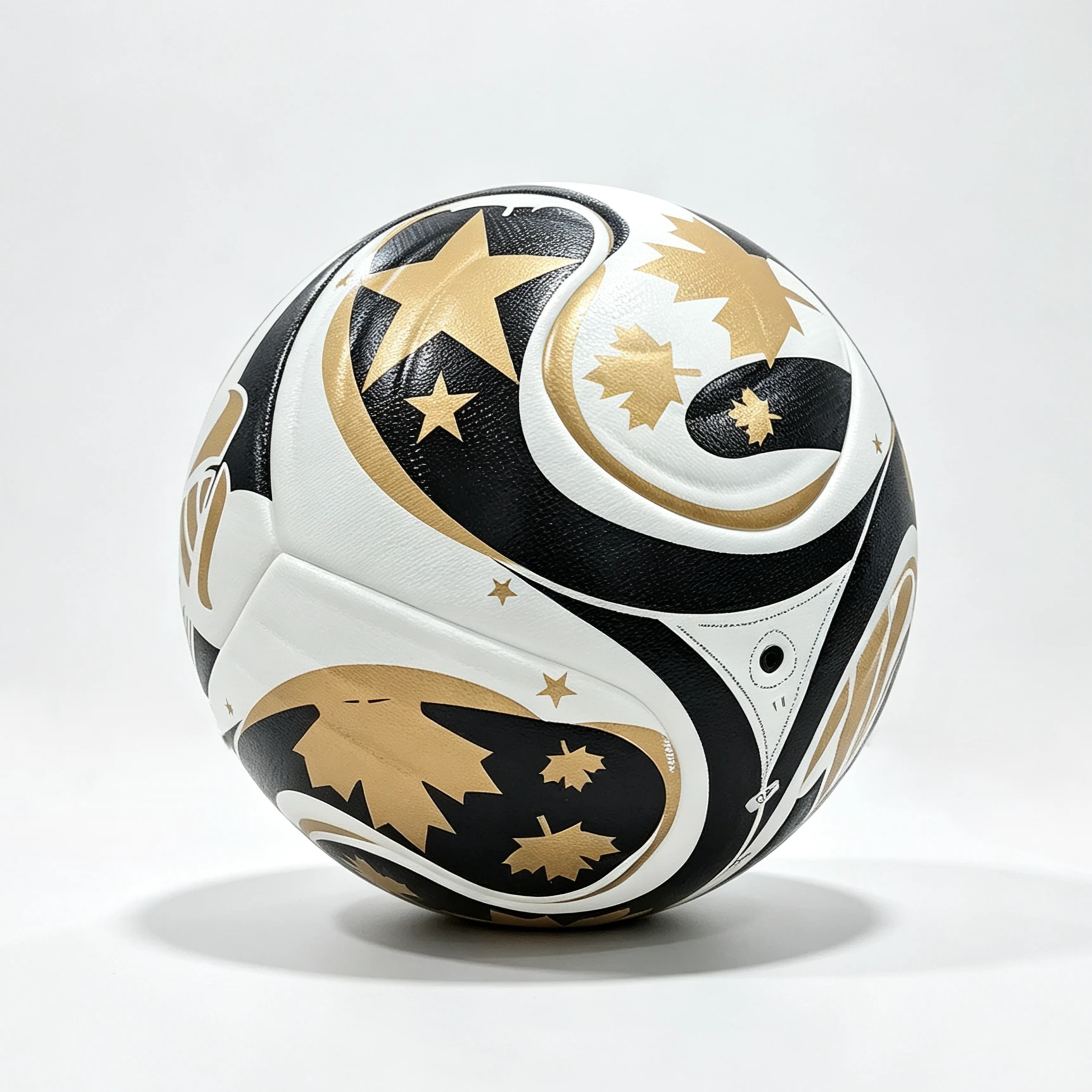 Black Gold Maple Leaf Star Pattern Luxury Custom Soccer Ball