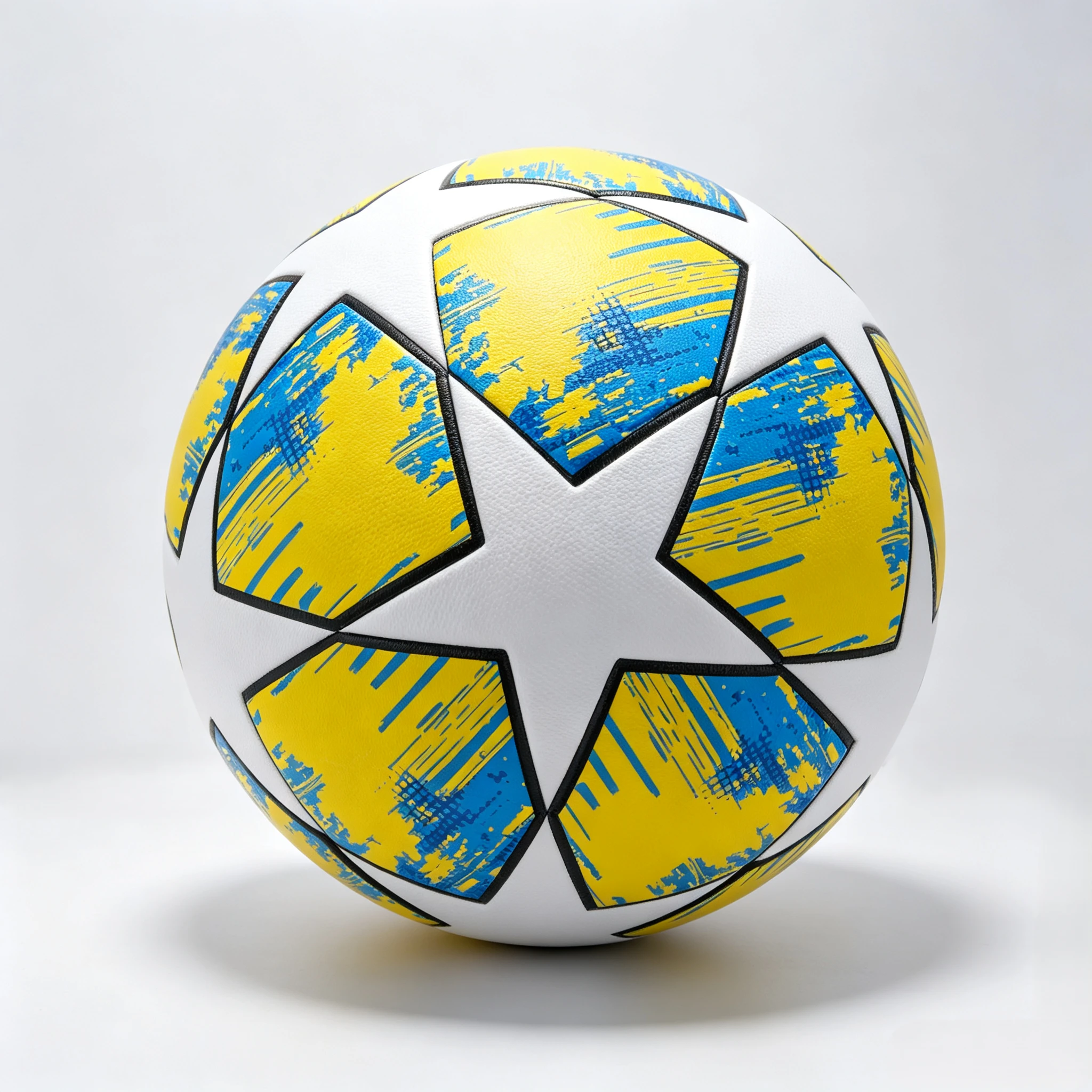 Yellow and blue graffiti pentagon customizable No.5 PU soccer ball - 中小学体育课日常训练