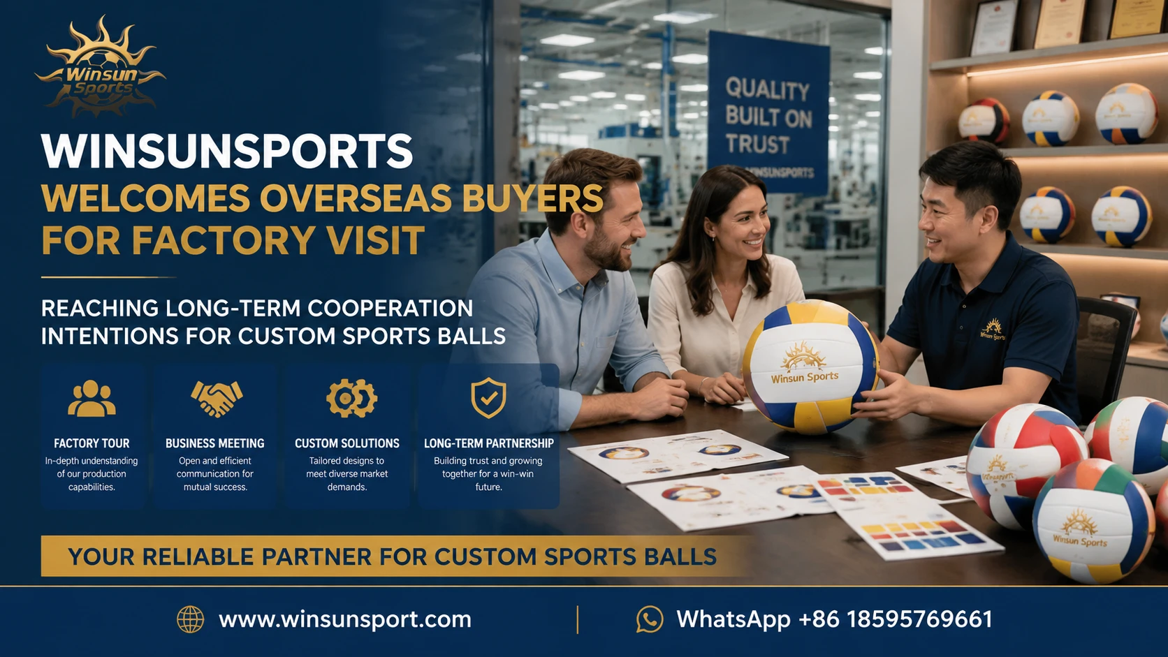 WINSUNSPORTS接待海外采购商实地考察，达成球类定制长期合作意向