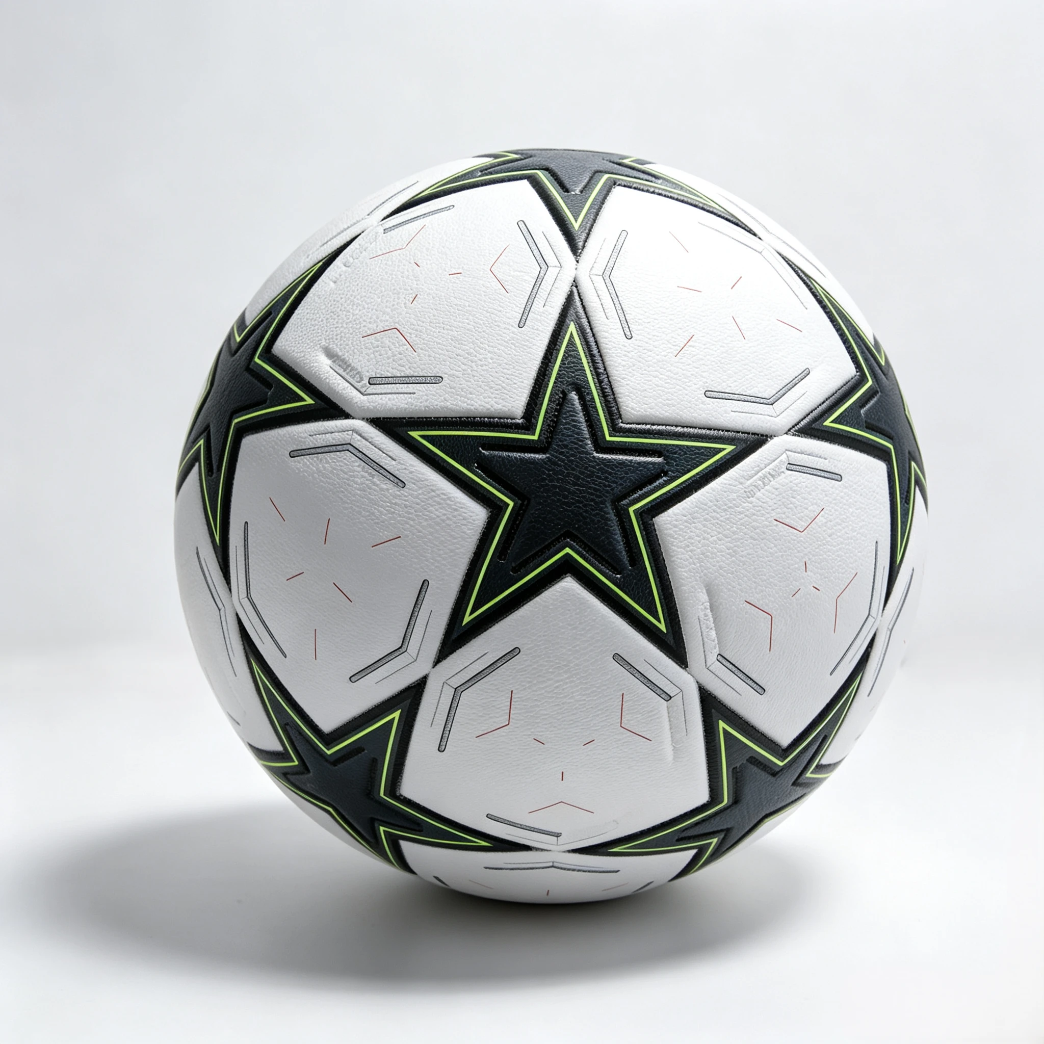 Black fluorescent green striped pentagram customizable size 5 PU soccer ball - 中小学体育课常规训练