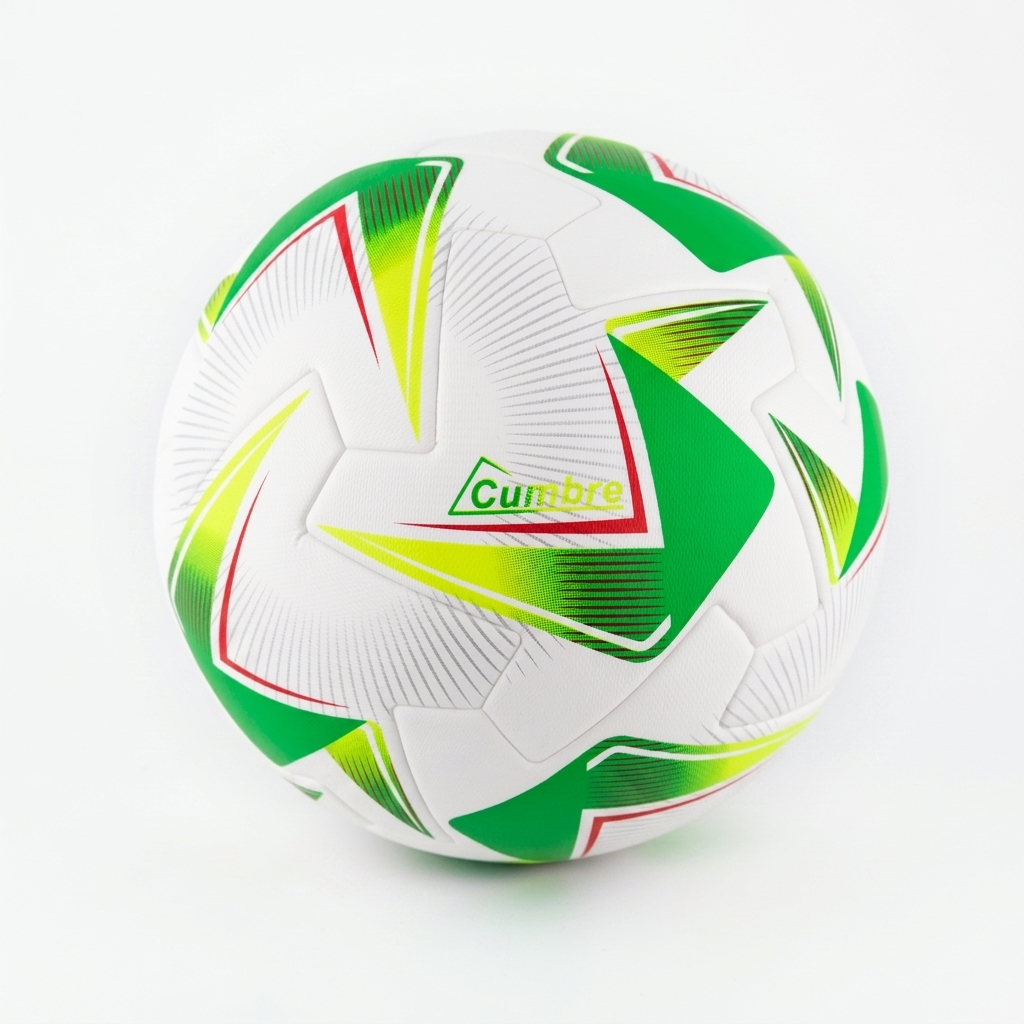 White and green gradient triangle hot-bonded No. 5 soccer ball, customizable logo