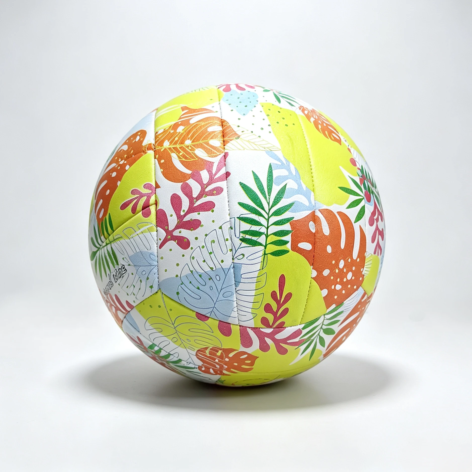Tropical Colorful Leaf Floral No. 5 Beach Volleyball, Customizable Logo