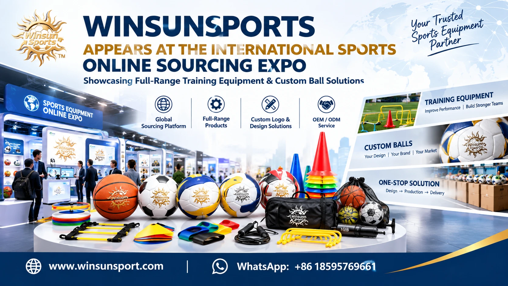 WINSUNSPORTS亮相国际体育线上采购展，展示全品类训练器材与球类定制方案
