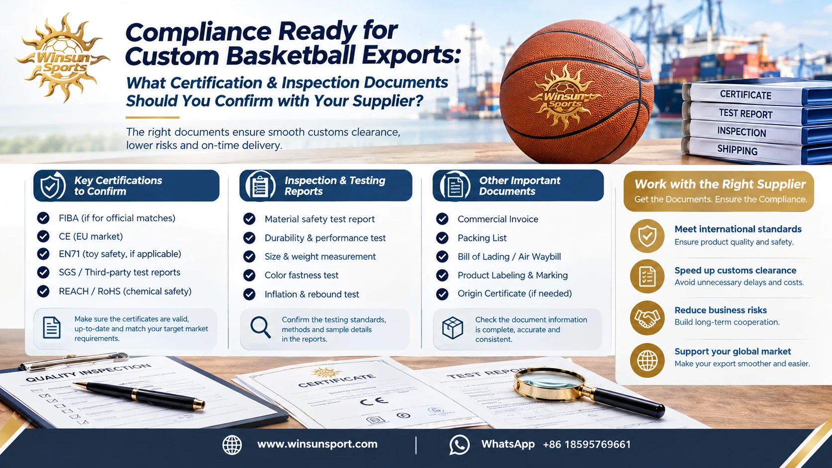 Compliance preparation for custom basketball export procurement: what certifications and acceptance documentation should be confirmed with suppliers