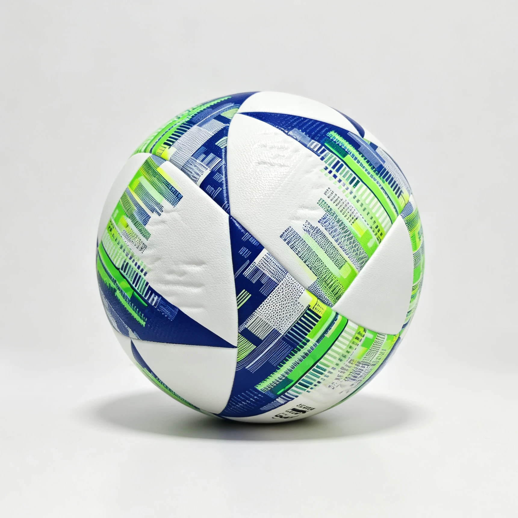 Blue and green pixel striped textured granule custom heat-bonded football
