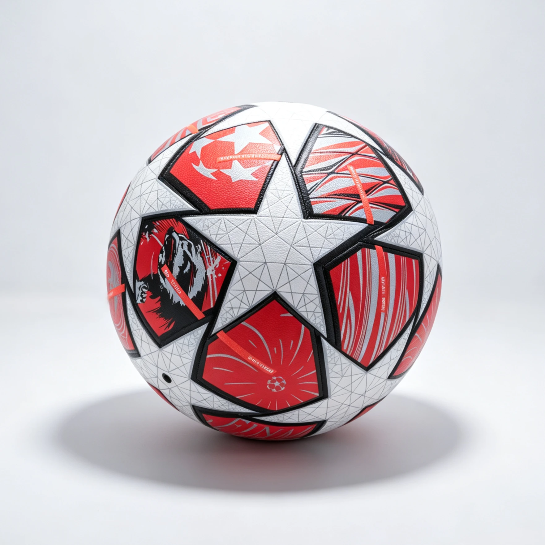 Red and gray five-pointed star customizable No. 5 PU soccer ball - 中小学体育课常规训练