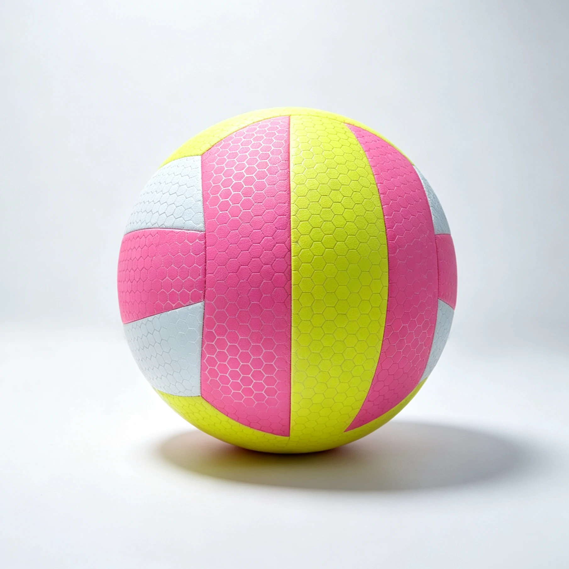 Pink, yellow, and white honeycomb pattern No.5 hot patch volleyball, customizable logo