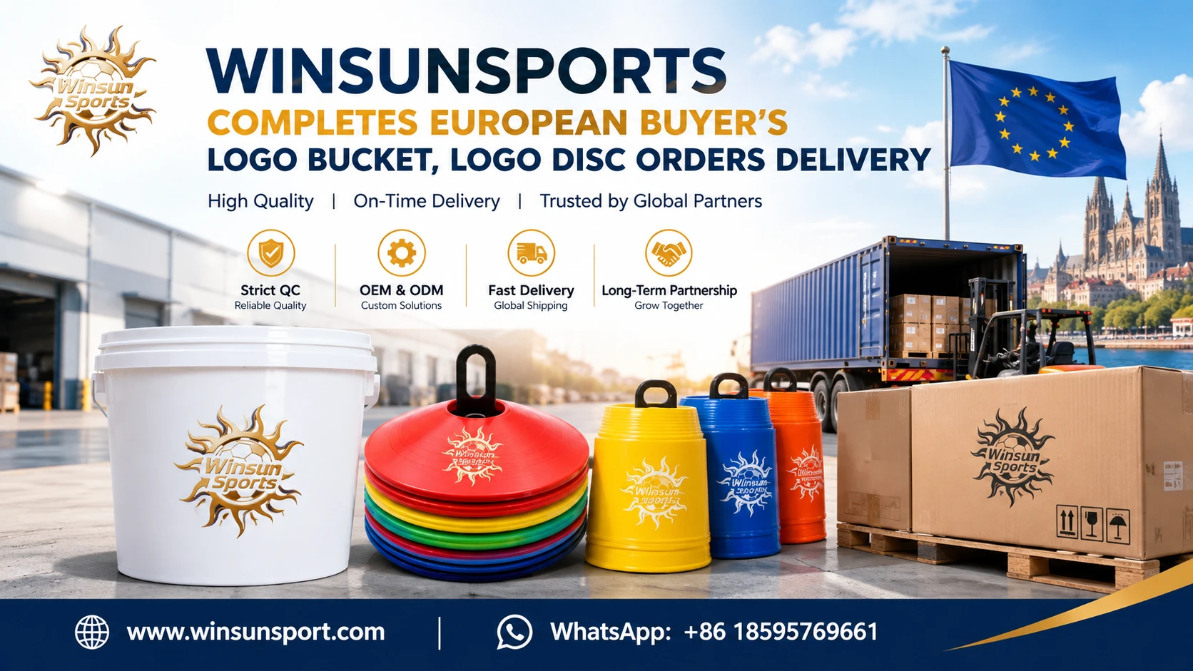 WINSUNSPORTS完成欧洲采购商标志桶标志碟订单交付