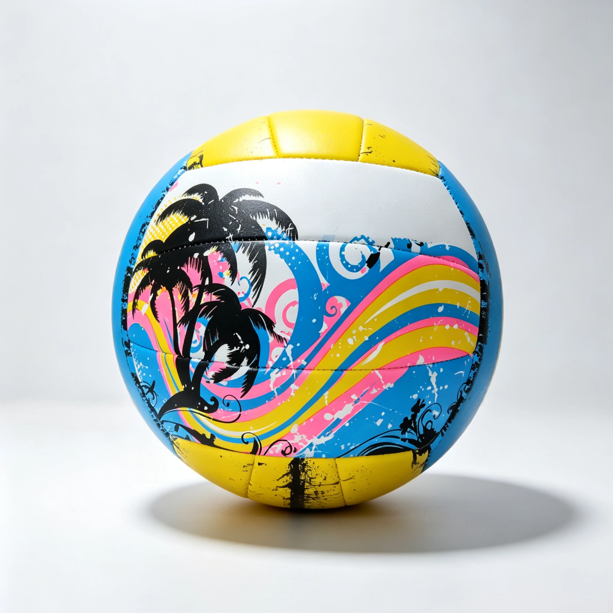 Tropical Coconut Tree and Waves Print No. 5 Beach Volleyball, Logo Customizable