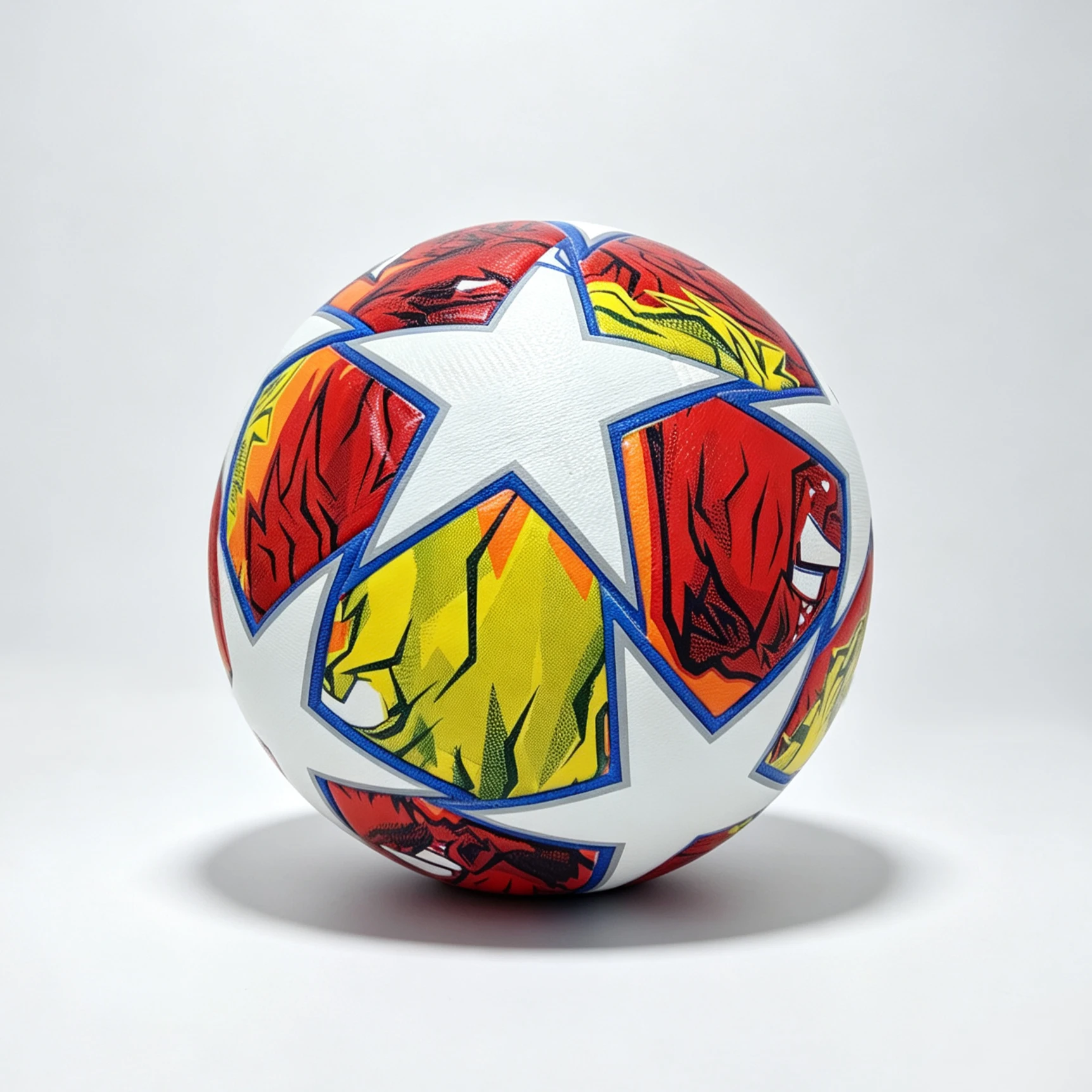 Red and yellow cartoon-style five-pointed star blank customizable No. 5 PU soccer ball