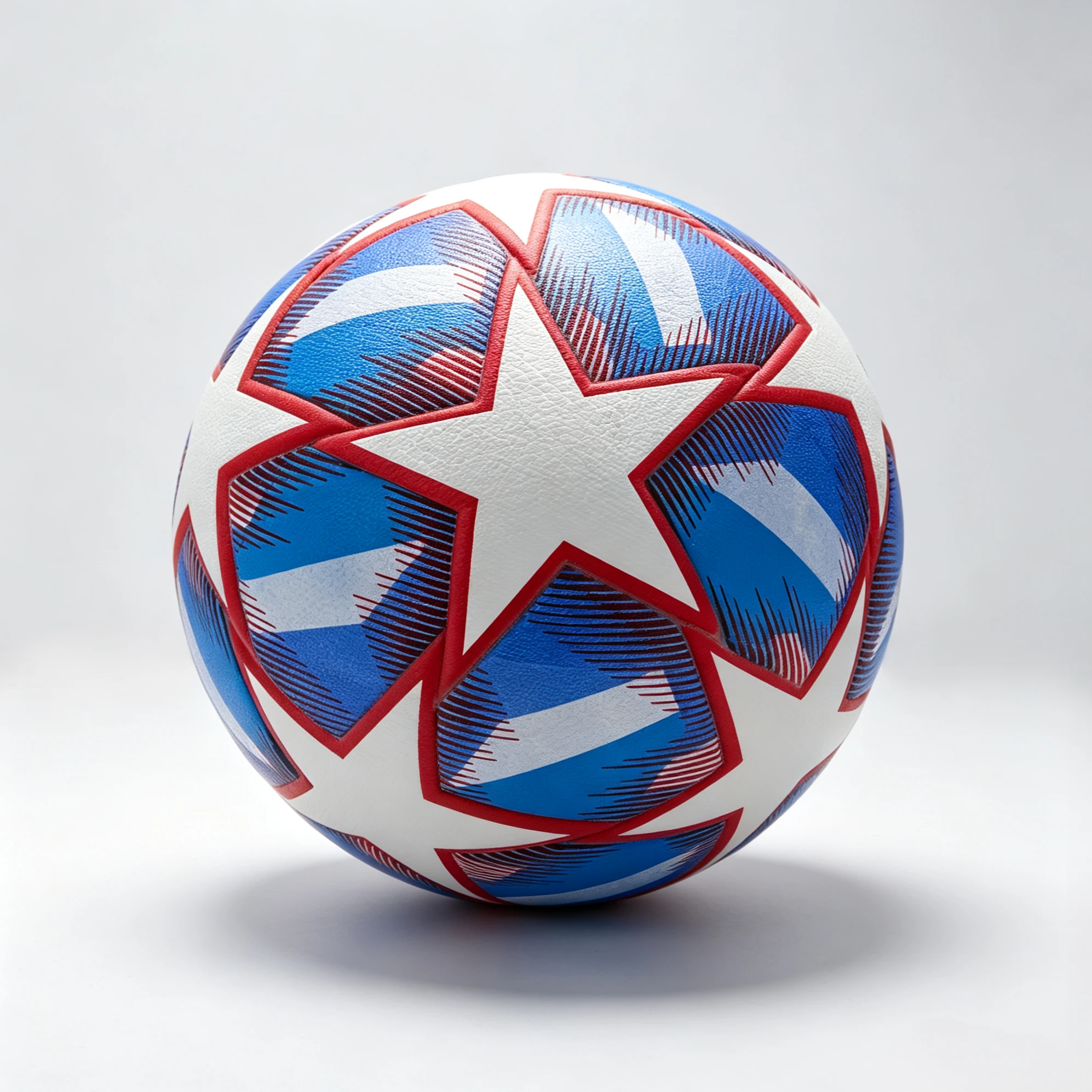 Red and blue striped five-pointed star customizable size 5 standard PU soccer ball - 中小学体育课常规训练、校内足球联赛、企业团建趣味运动会、城市业余...