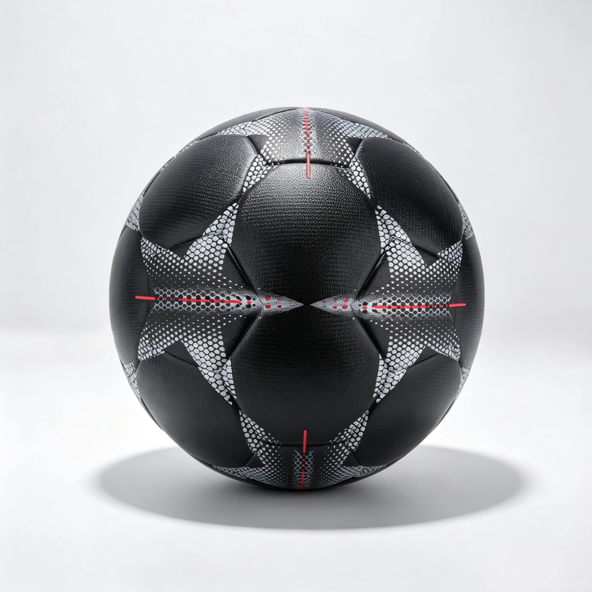 Black base with silver dots and red striped pentagram customizable No. 5 PU soccer ball - 中小学体育课日常训练