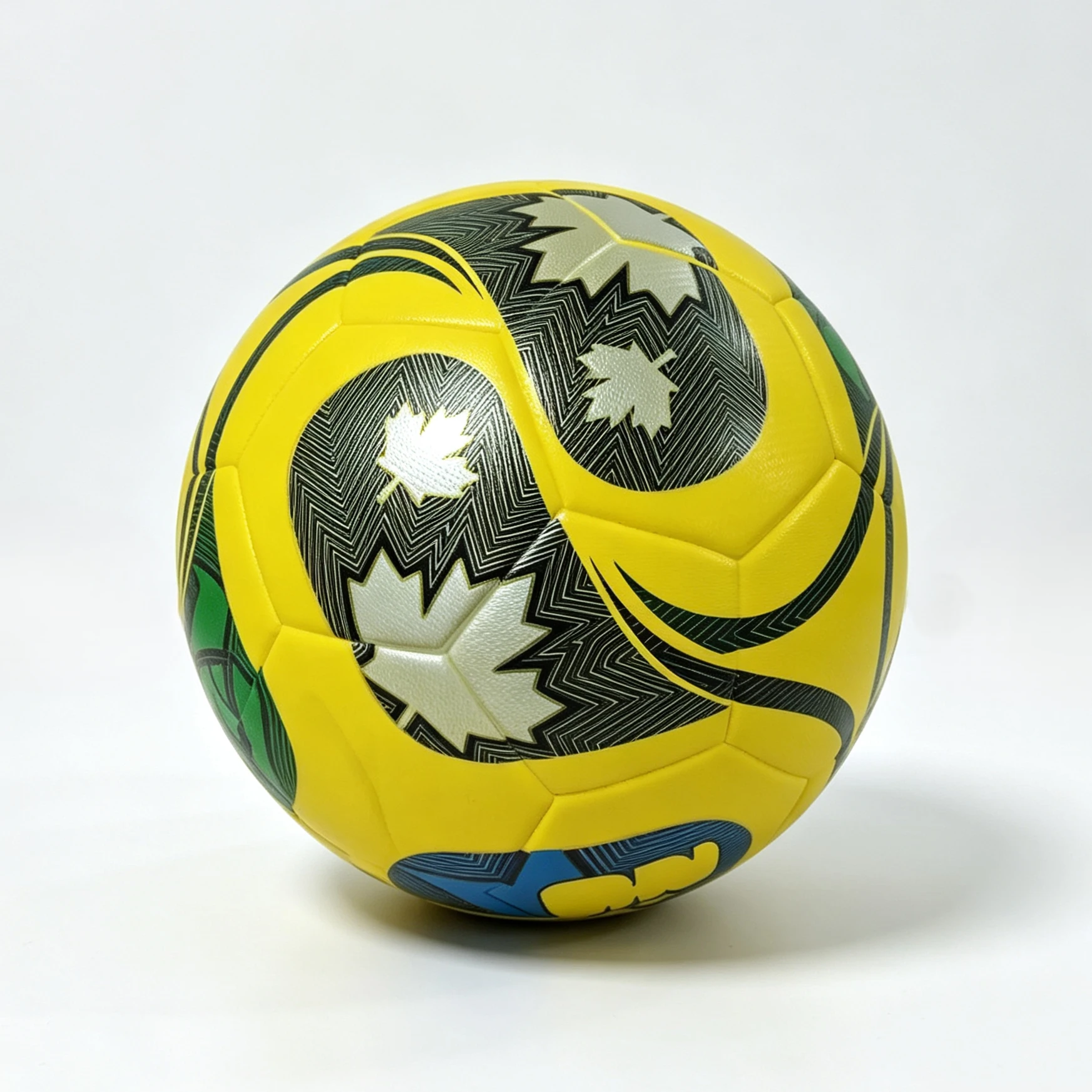 Bright Yellow Maple Leaf Streamline Hot-Pressed Custom Soccer Ball