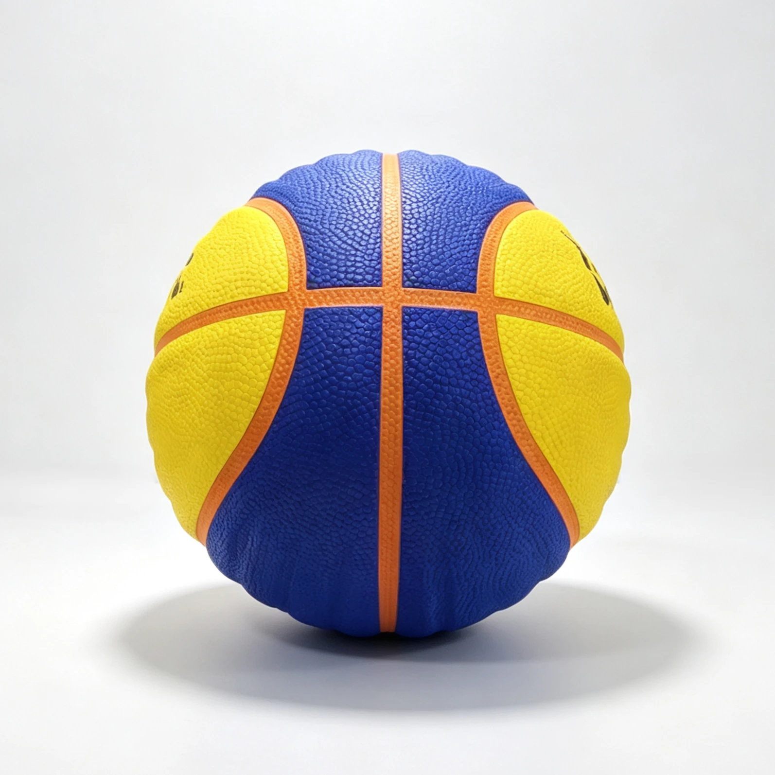 Blue and yellow contrast moisture-wicking PU custom basketball, personalized LOGO printed, non-slip training basketba...