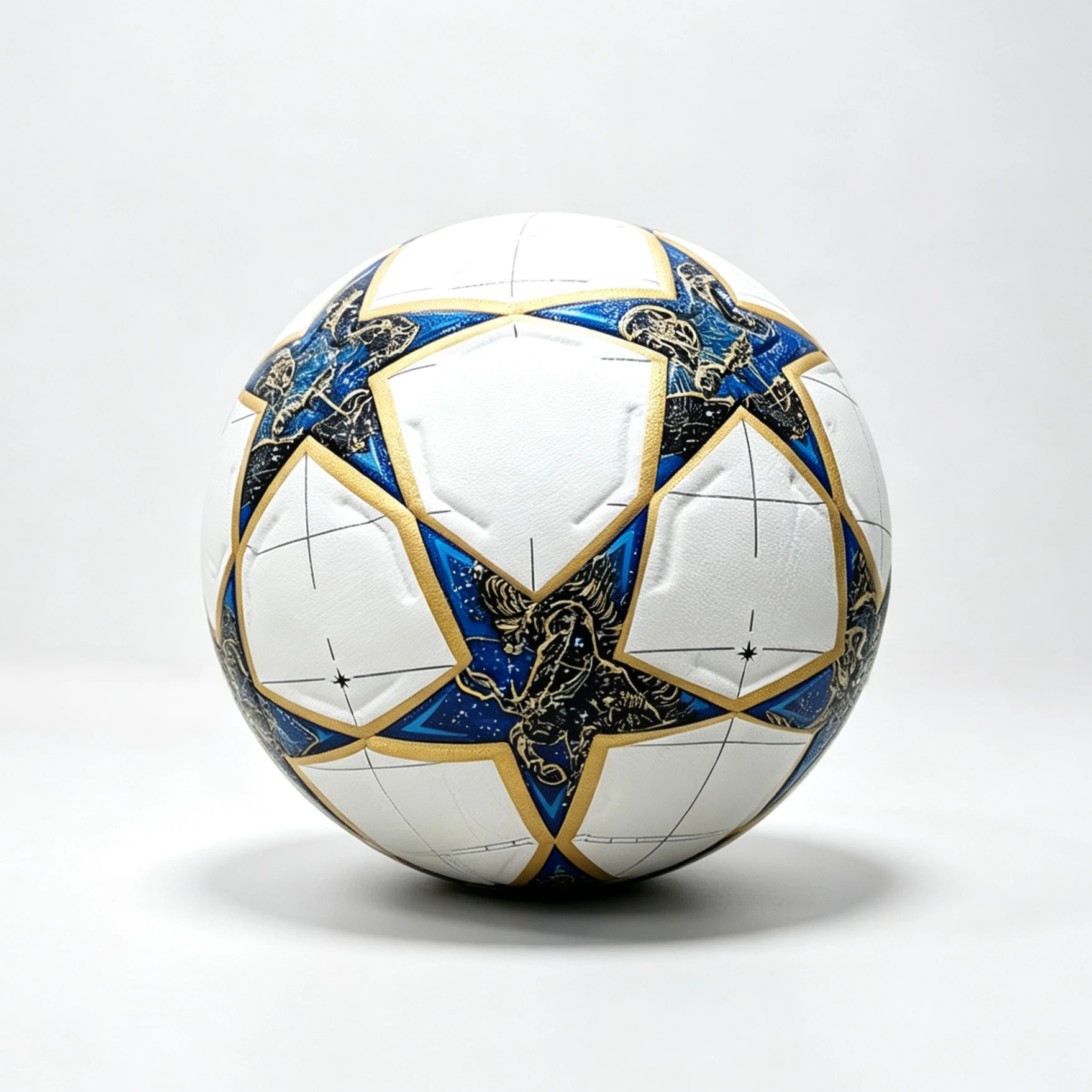 Customizable Blue-Gold Starry Sky Pentagram Size 5 PU Soccer Ball