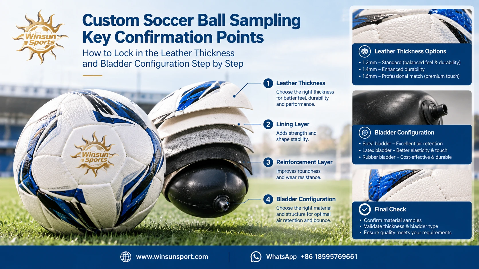 Key points for custom soccer ball sample confirmation: how to lock down leather thickness and bladder configuration item by item