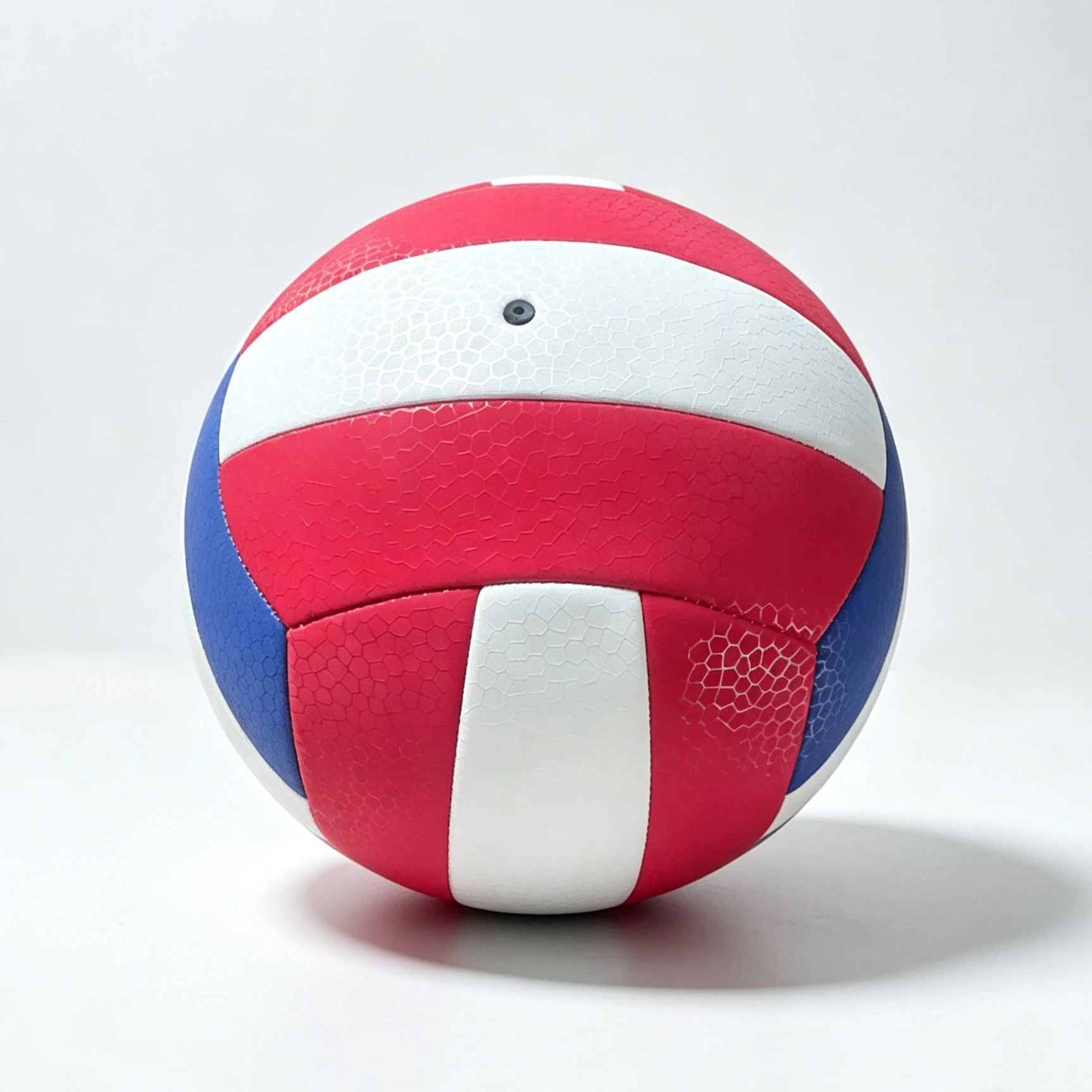 Red, white, and blue honeycomb pattern volleyball, size 5, customizable logo